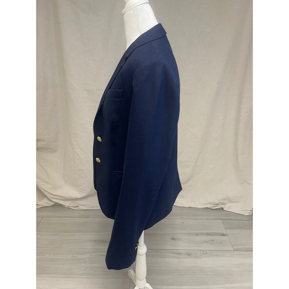 J.Crew Schoolboy Blazer Navy Blue Gold Buttons Sz 10 Wool Preppy Classic Career - Picture 3 of 8